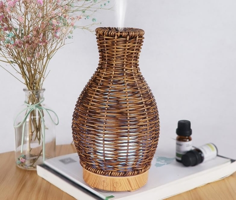 100 مللي زيت عطري بالموجات فوق الصوتية بخاخ بارد مزهرية راتان ناشر للعلاج بالروائح